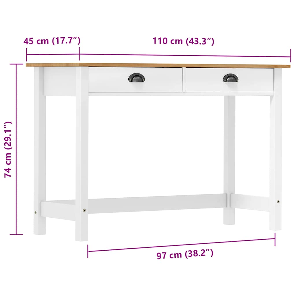 Consolle Hill con 2 Cassetti 110x45x74 cm in Massello di Pino | homemem39