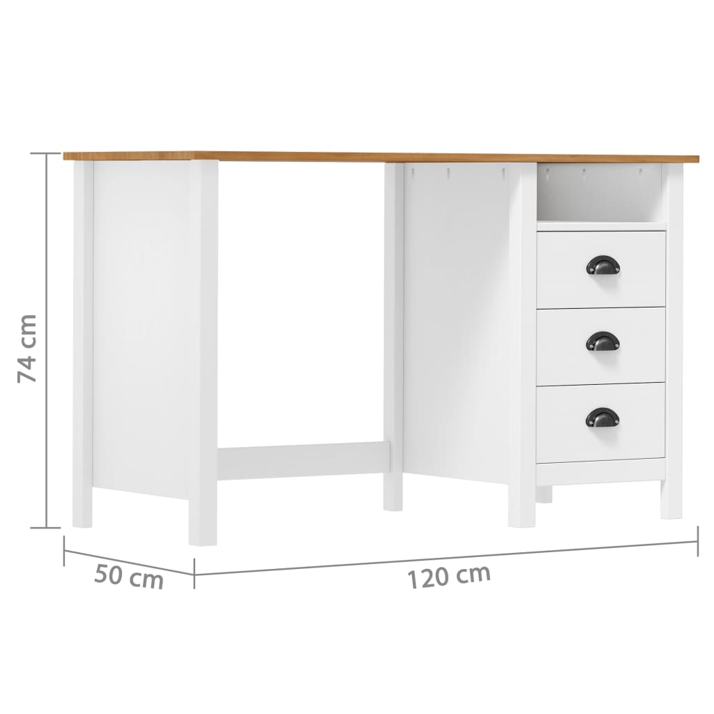 Scrivania Hill con 3 Cassetti 120x50x74 cm Massello di Pino | homemem39