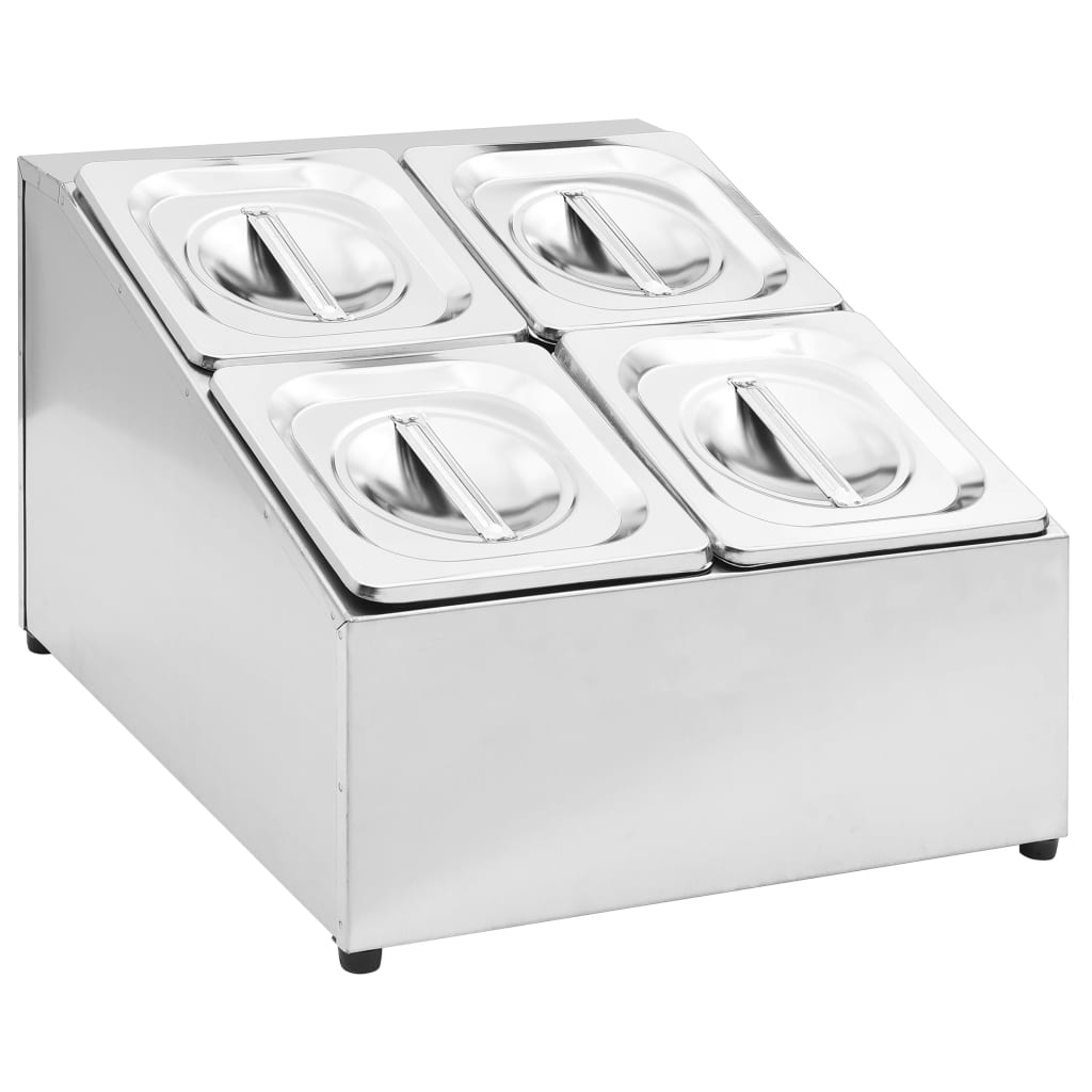Supporto Gastronorm con 4 Contenitori GN 1/6 in Acciaio Inox - homemem39