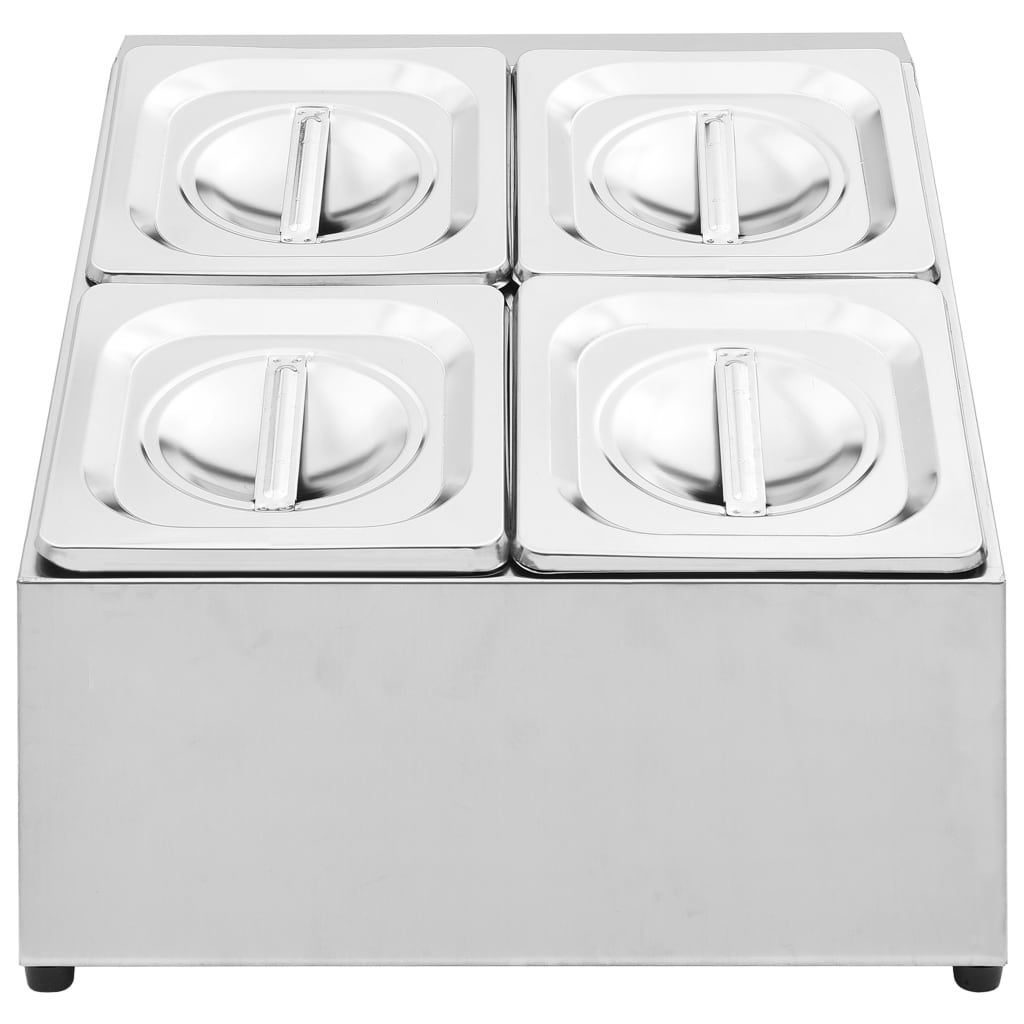 Supporto Gastronorm con 4 Contenitori GN 1/6 in Acciaio Inox - homemem39