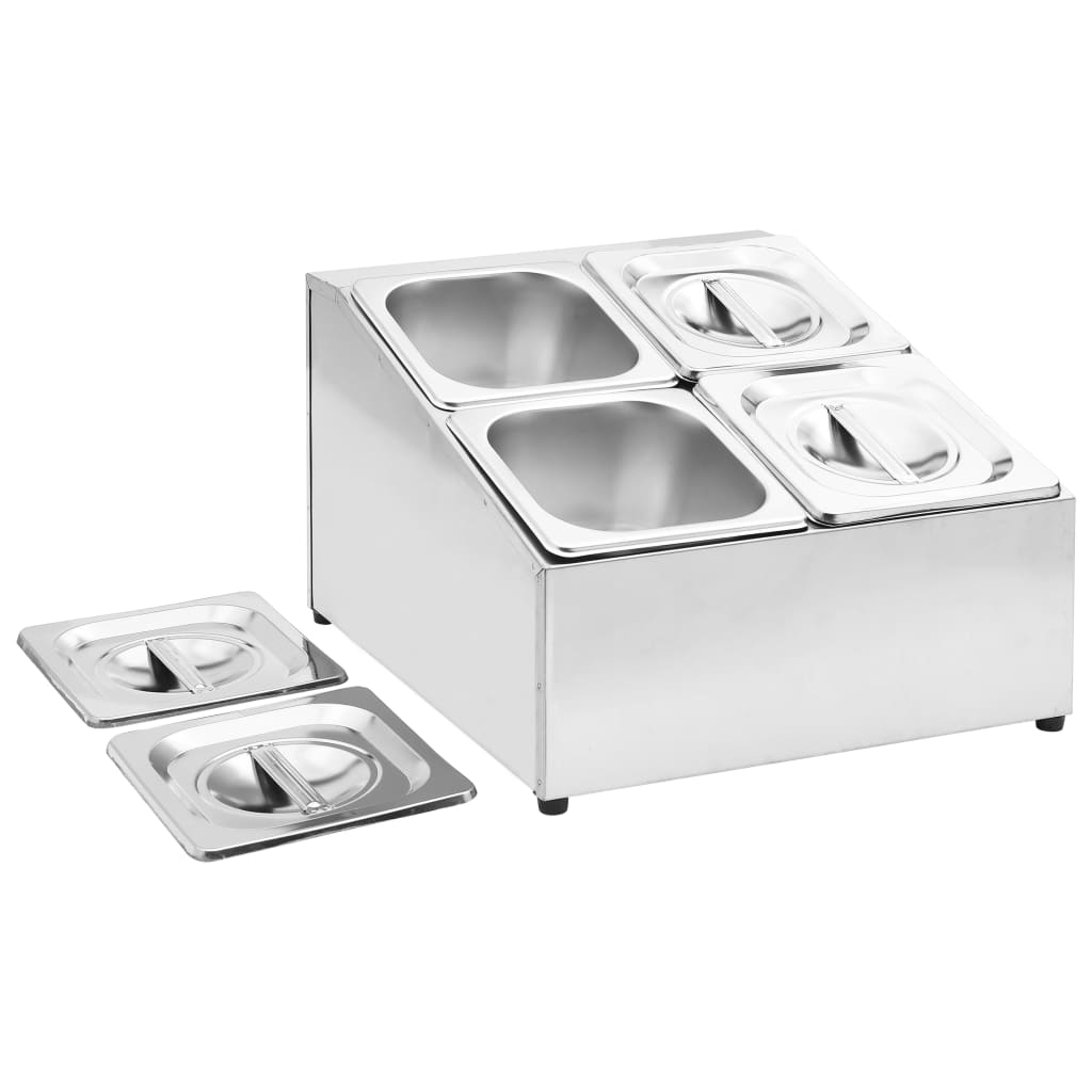 Supporto Gastronorm con 4 Contenitori GN 1/6 in Acciaio Inox - homemem39
