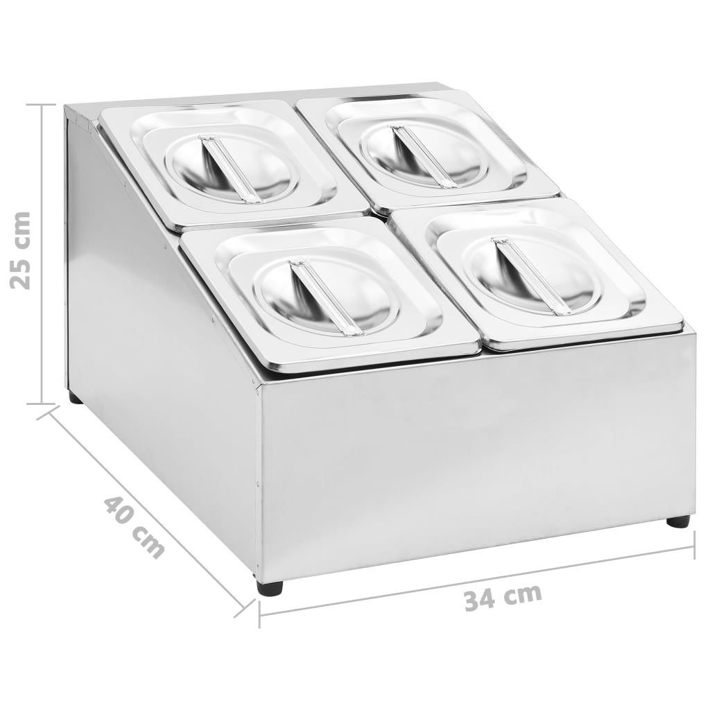 Supporto Gastronorm con 4 Contenitori GN 1/6 in Acciaio Inox - homemem39