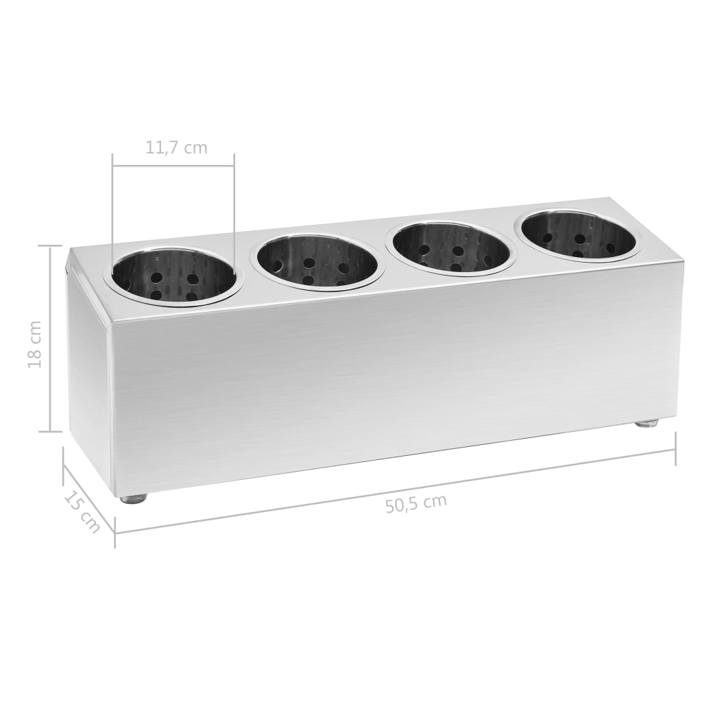 Portaposate con 4 Inserti Rettangolare in Acciaio Inox | homemem39