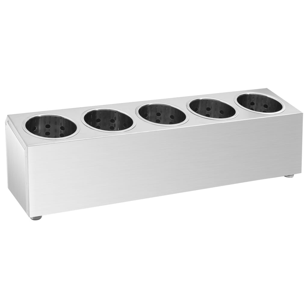 Portaposate con 5 Inserti Rettangolare in Acciaio Inox - homemem39