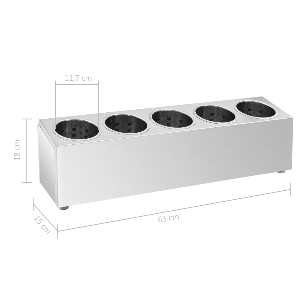 Portaposate con 5 Inserti Rettangolare in Acciaio Inox | homemem39