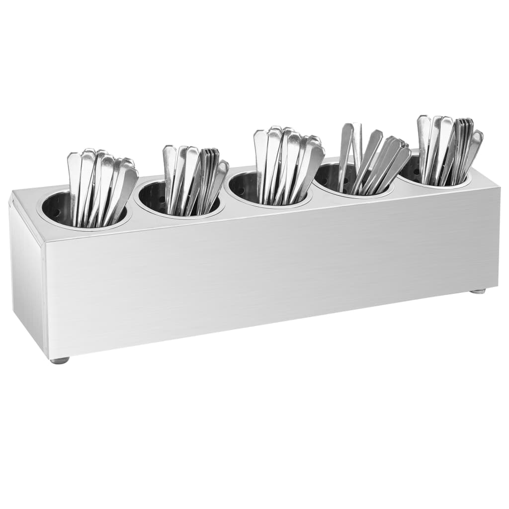 Portaposate con 5 Inserti Rettangolare in Acciaio Inox - homemem39
