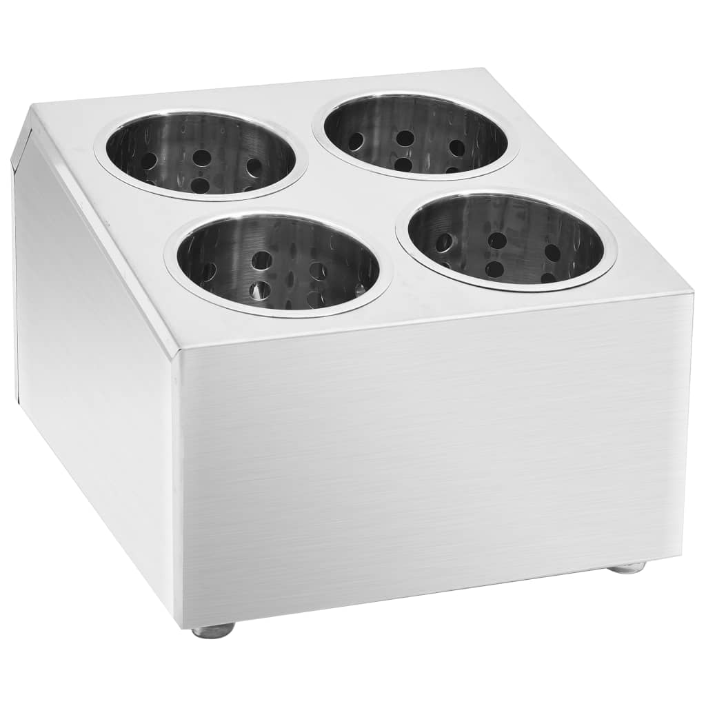 Portaposate con 4 Inserti Quadrato in Acciaio Inox - homemem39