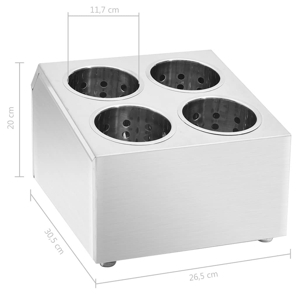 Portaposate con 4 Inserti Quadrato in Acciaio Inox | homemem39