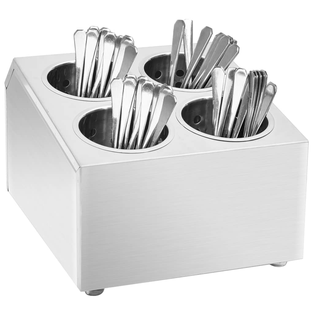 Portaposate con 4 Inserti Quadrato in Acciaio Inox - homemem39