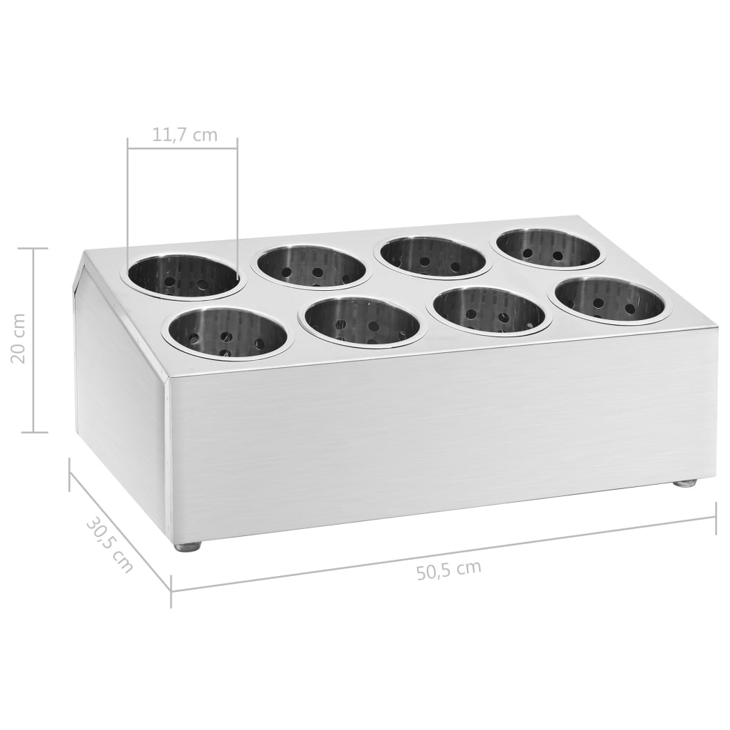 Portaposate con 8 Inserti Rettangolare in Acciaio Inossidabile | homemem39