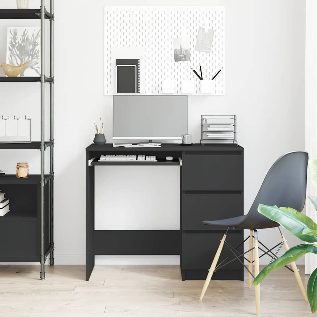 Scrivania Nera 90x45x76 cm in Legno Multistrato - homemem39