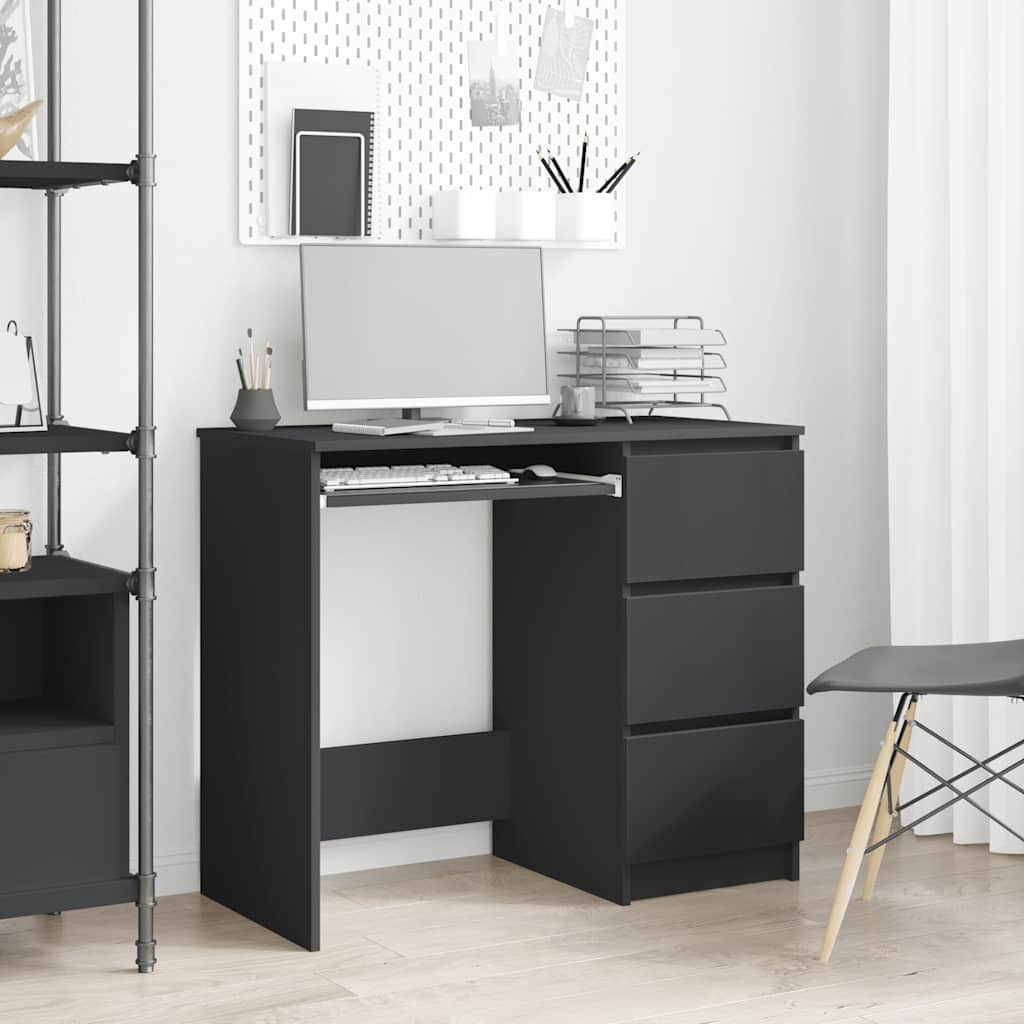 Scrivania Nera 90x45x76 cm in Legno Multistrato - homemem39