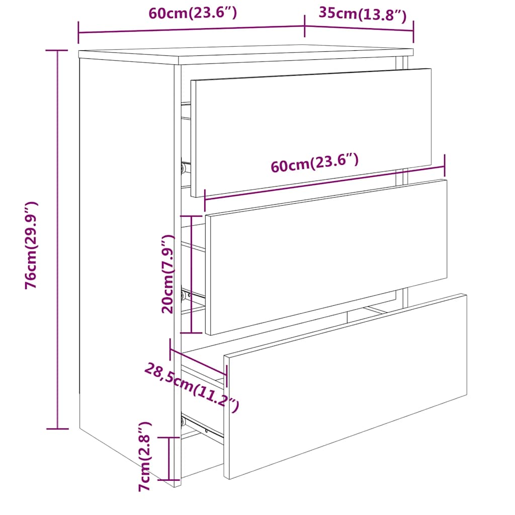 Credenza Bianca 60x35x76 cm in Legno Multistrato | homemem39