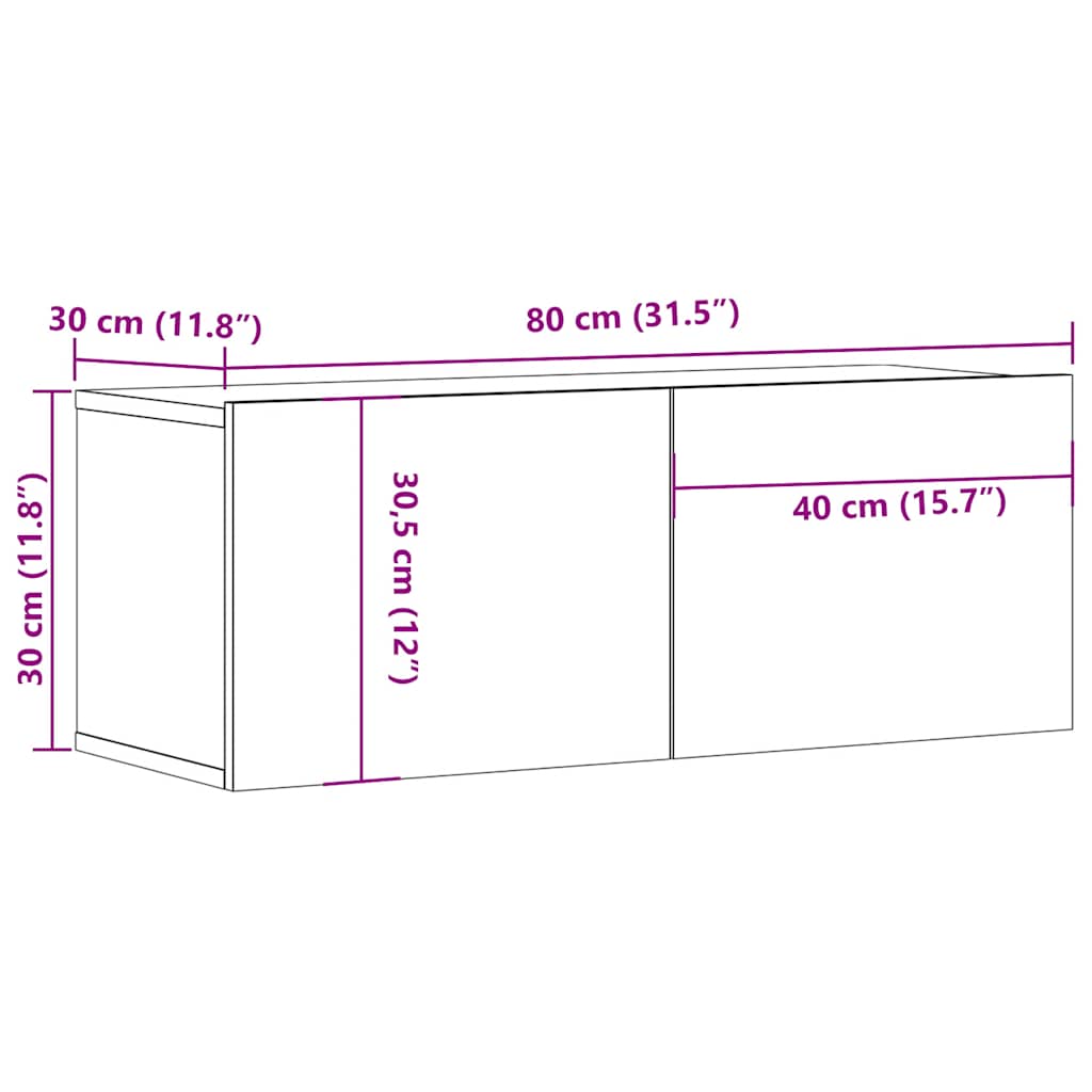 Mobile Porta TV Grigio Cemento 80x30x30 cm in Legno Multistrato | homemem39