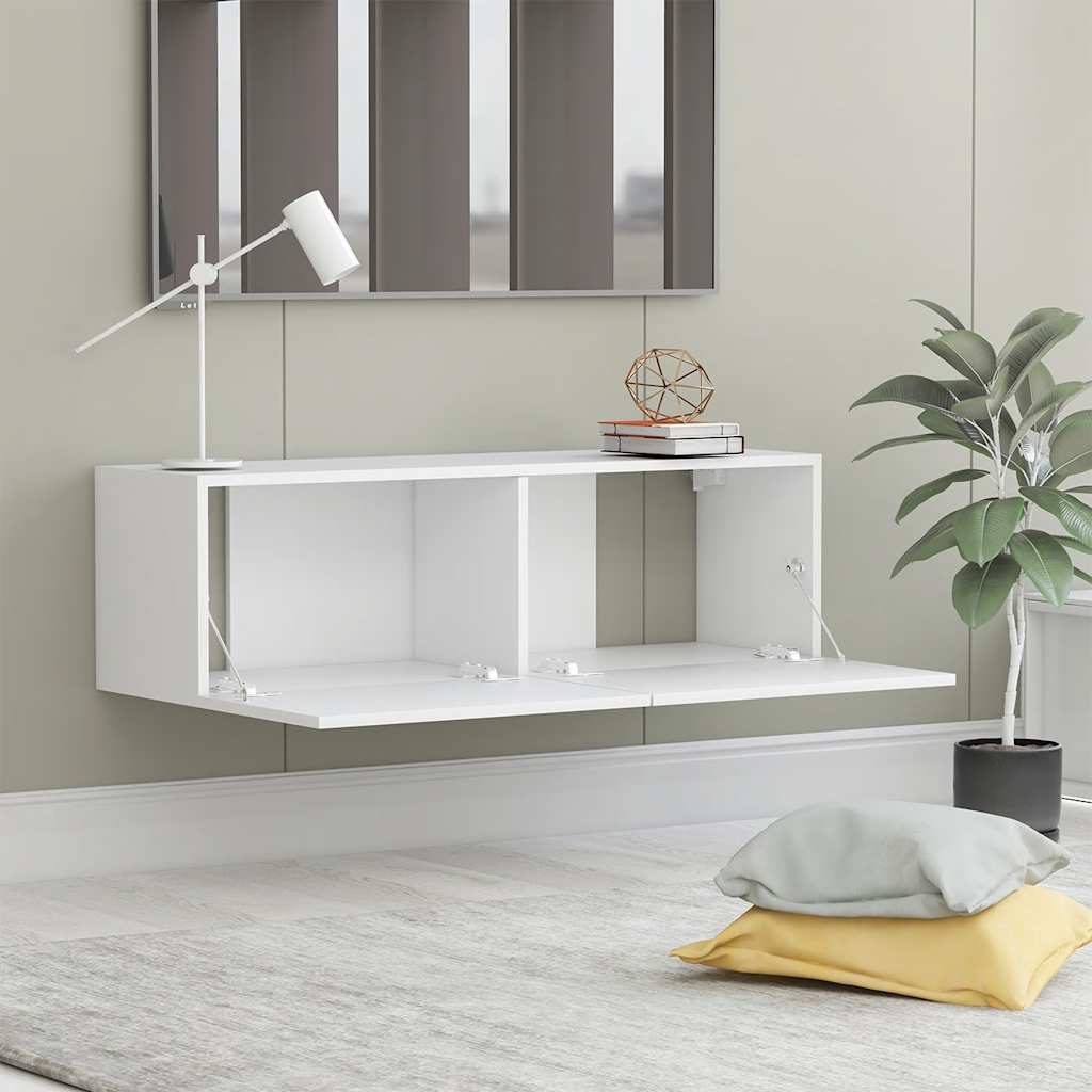 White TV Cabinet 100x30x30 cm in Multilayer Wood