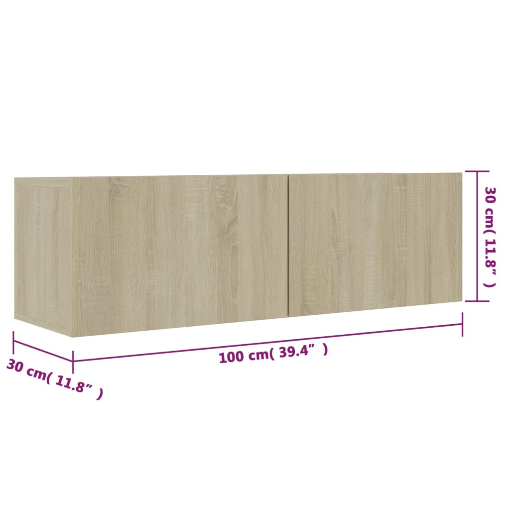 Mobile Porta TV Rovere Sonoma 100x30x30 cm in Legno Multistrato | homemem39