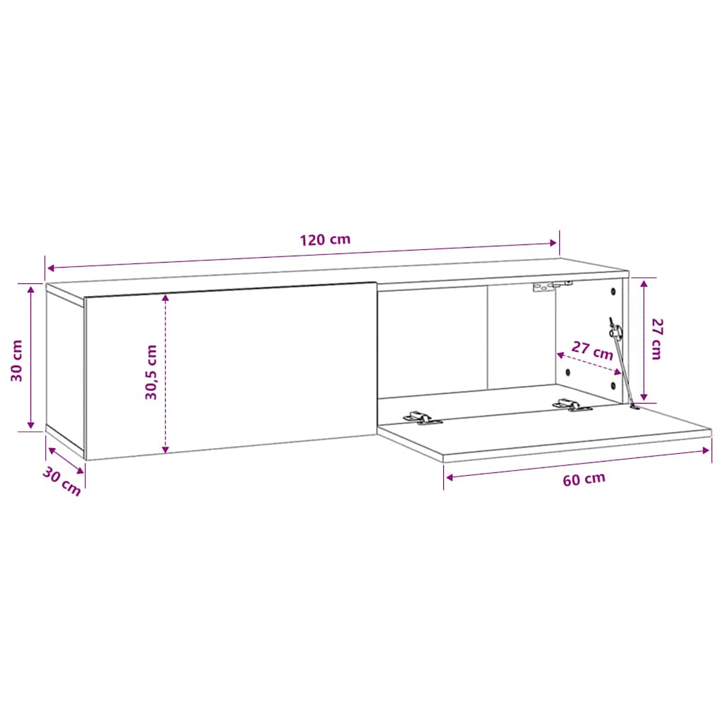 Mobile Porta TV Rovere Sonoma 120x30x30 cm in Legno Multistrato | homemem39