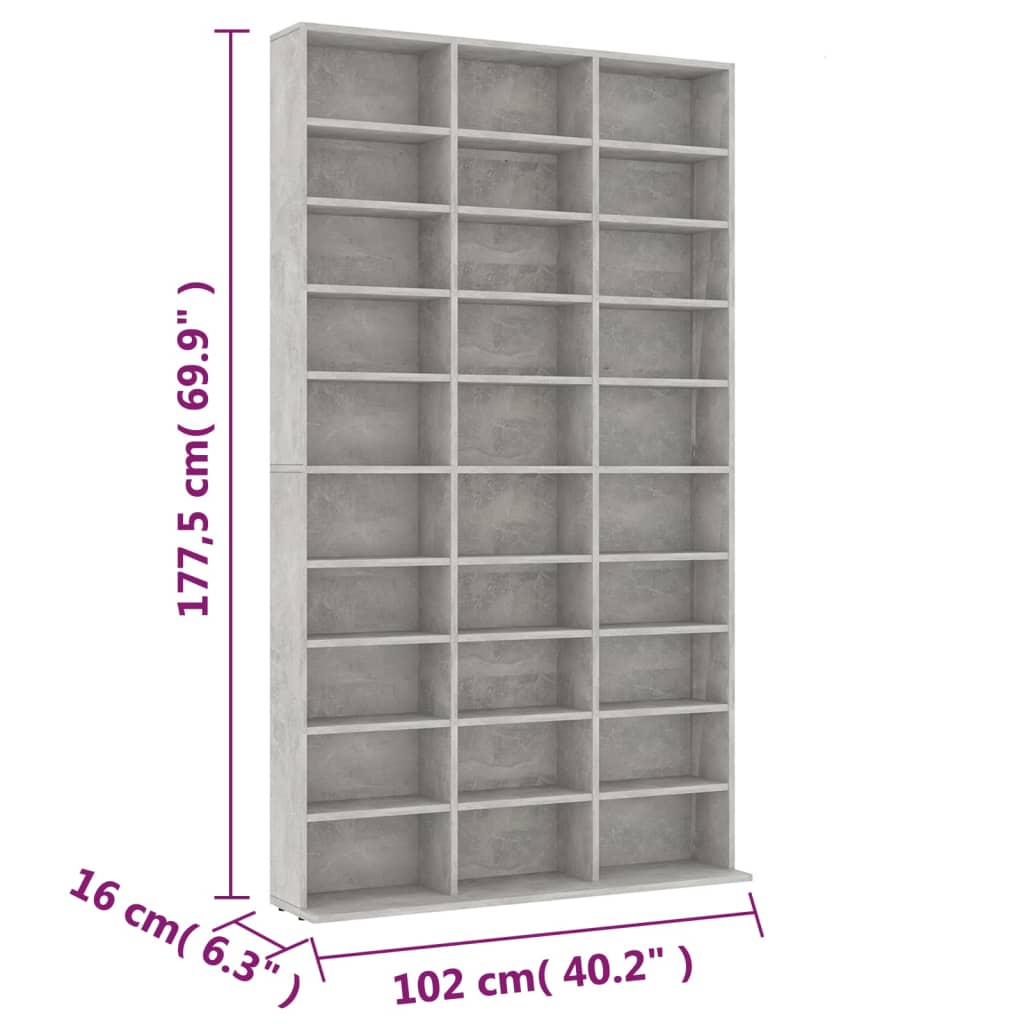 Mobile Porta TV Grigio Cemento 102x16x177,5 cm in Multistrato - homemem39