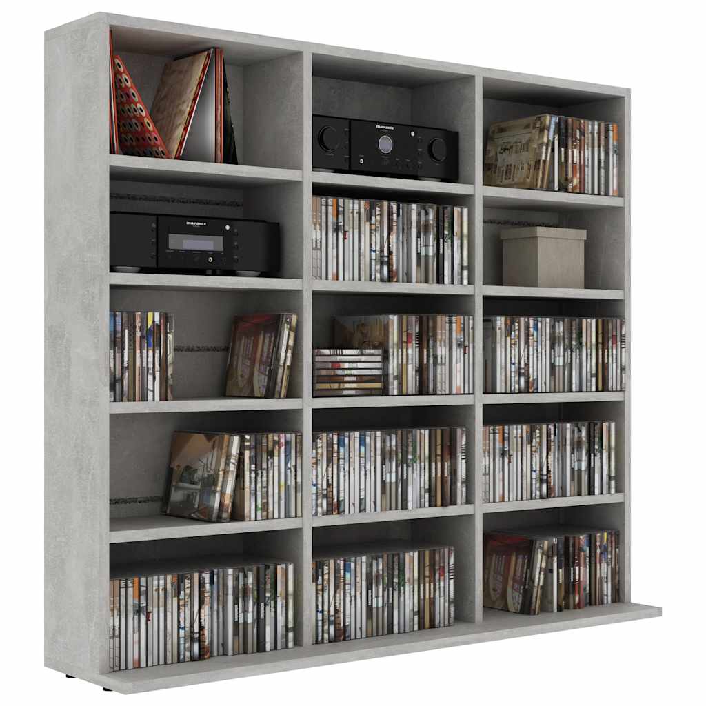 Mobile Porta CD Grigio Cemento 100x23x89,5 cm Legno Multistrato - homemem39