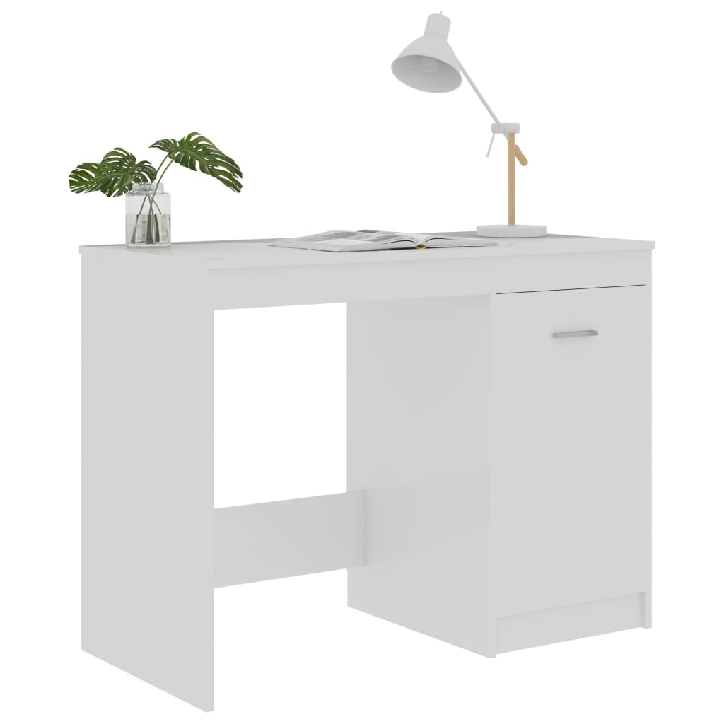 Scrivania Bianco Lucido 100x50x76 cm in Legno Multistrato - homemem39