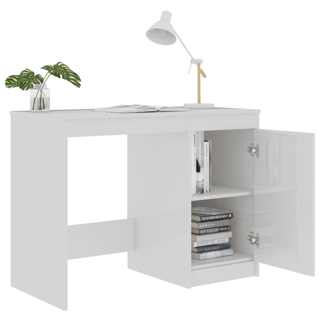 Scrivania Bianco Lucido 100x50x76 cm in Legno Multistrato - homemem39