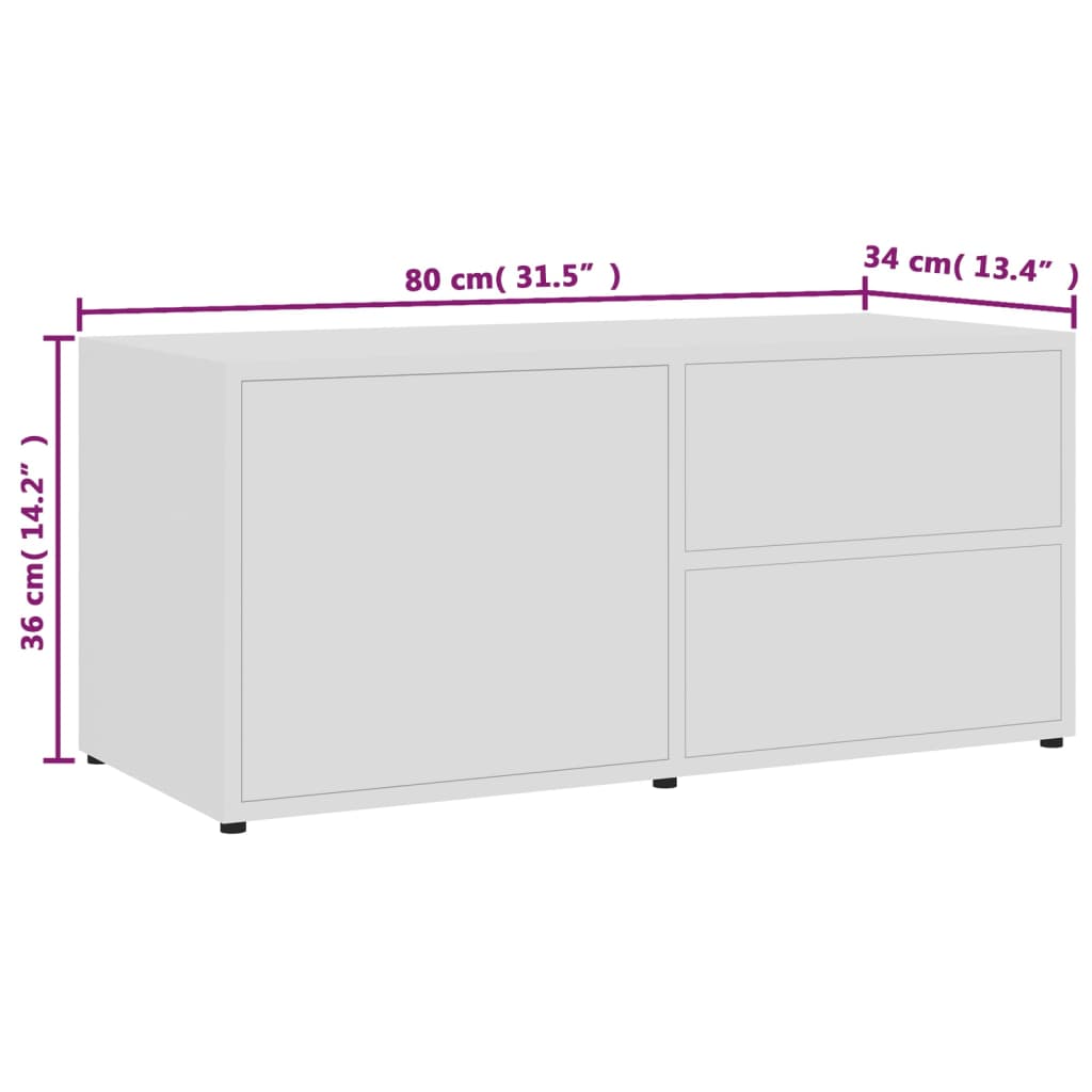 Mobile Porta TV Bianco 80x34x36 cm in Legno Multistrato - homemem39