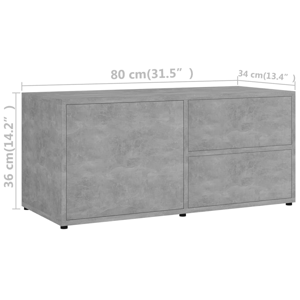 Mobile Porta TV Grigio Cemento 80x34x36 cm Legno Multistrato - homemem39