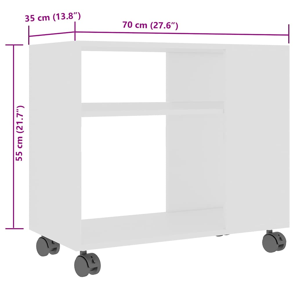 Tavolino da Salotto Bianco 70x35x60,5 cm in Legno Multistrato