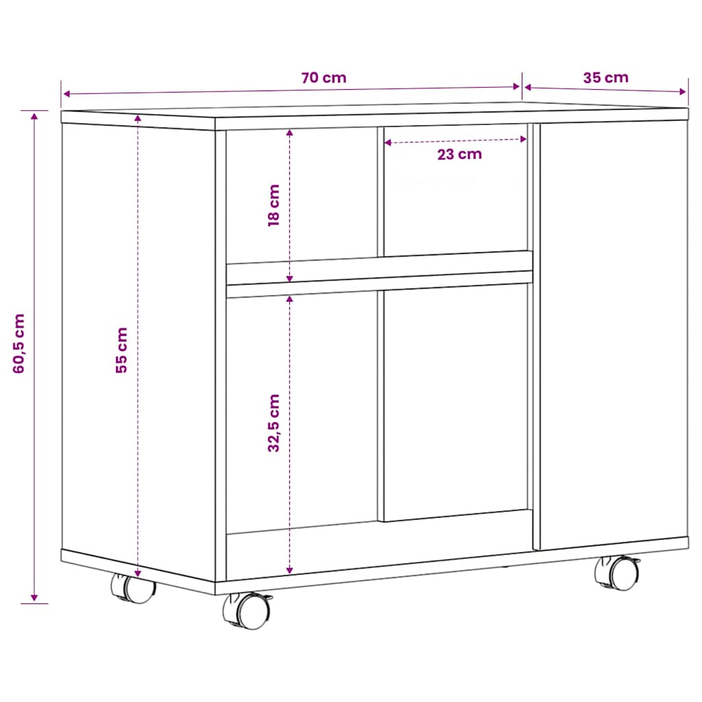 Tavolino da Salotto Rovere Sonoma 70x35x60,5 cm