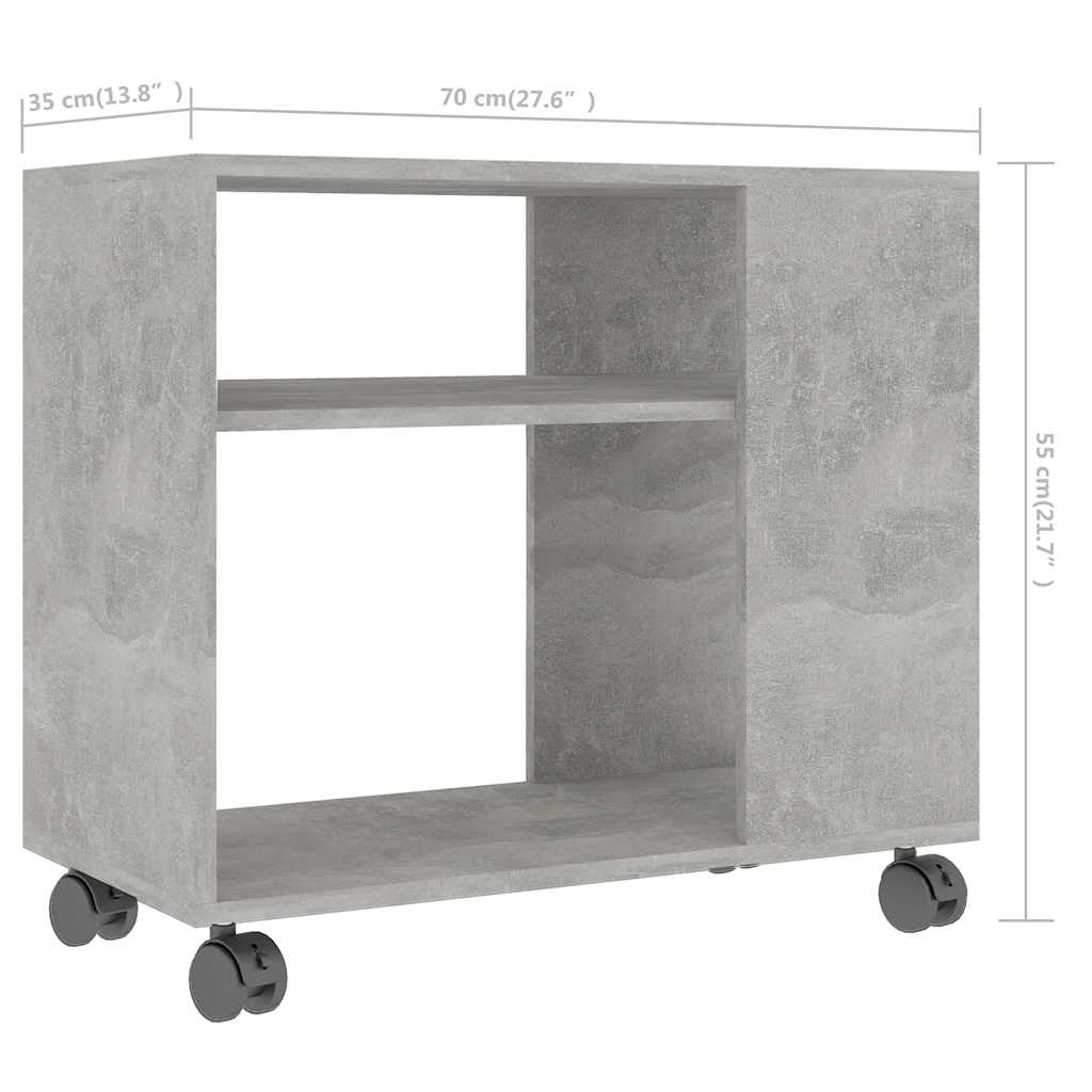 Tavolino Grigio Cemento 70x35x55 cm in Legno Multistrato | homemem39