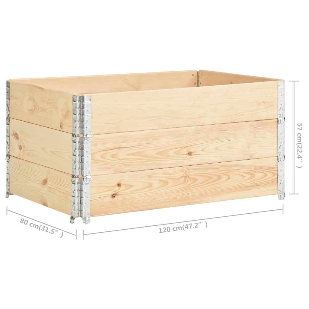 Collari per Pallet 3 pz 80x120 cm in Legno Massello di Pino | homemem39