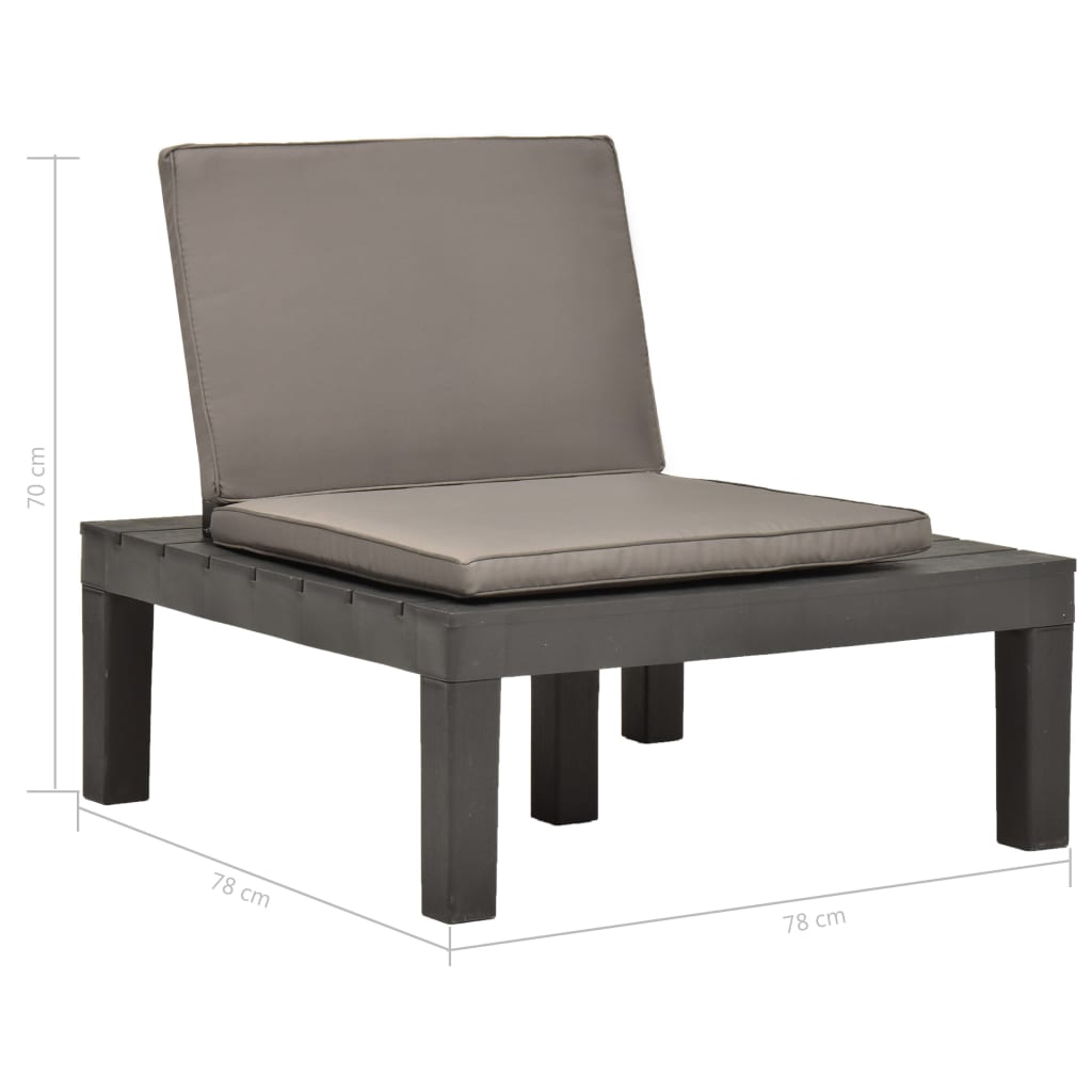 Sedie a Sdraio da Giardino e Cuscini 4 pz in Plastica Antracite