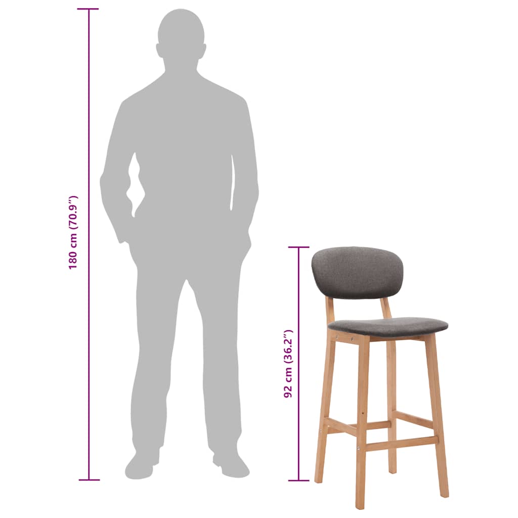 Sgabelli da Bar 2 pz Grigio Chiaro in Tessuto