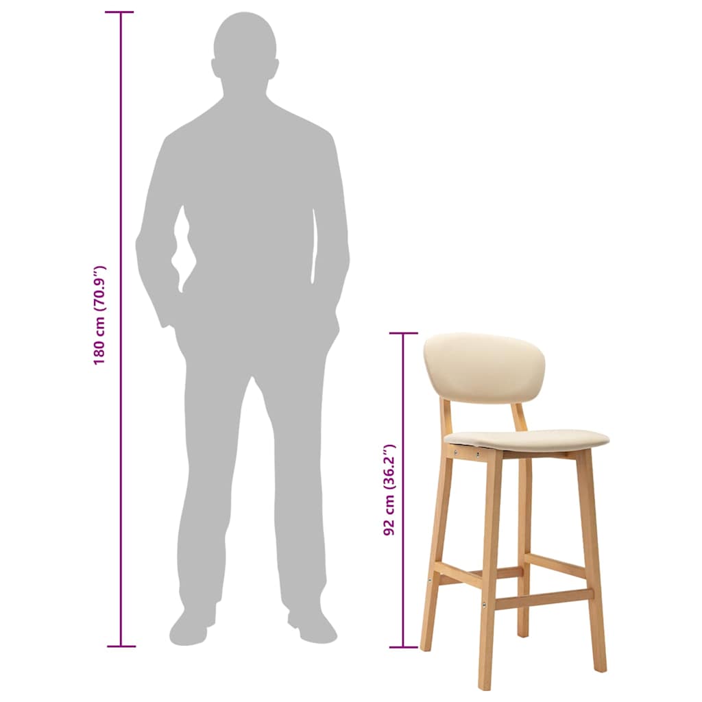 Sgabelli da Bar 2 pz Crema in Tessuto