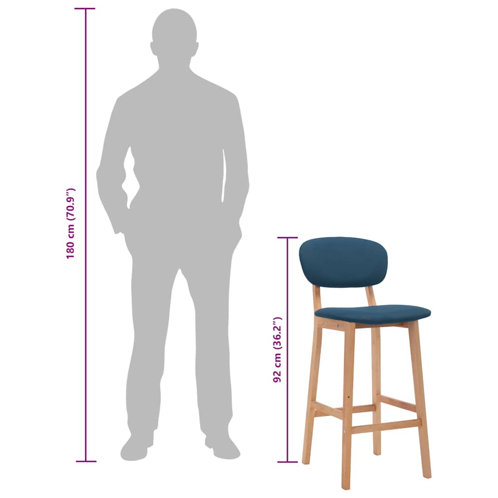 Sgabelli da Bar 2 pz Blu in Tessuto