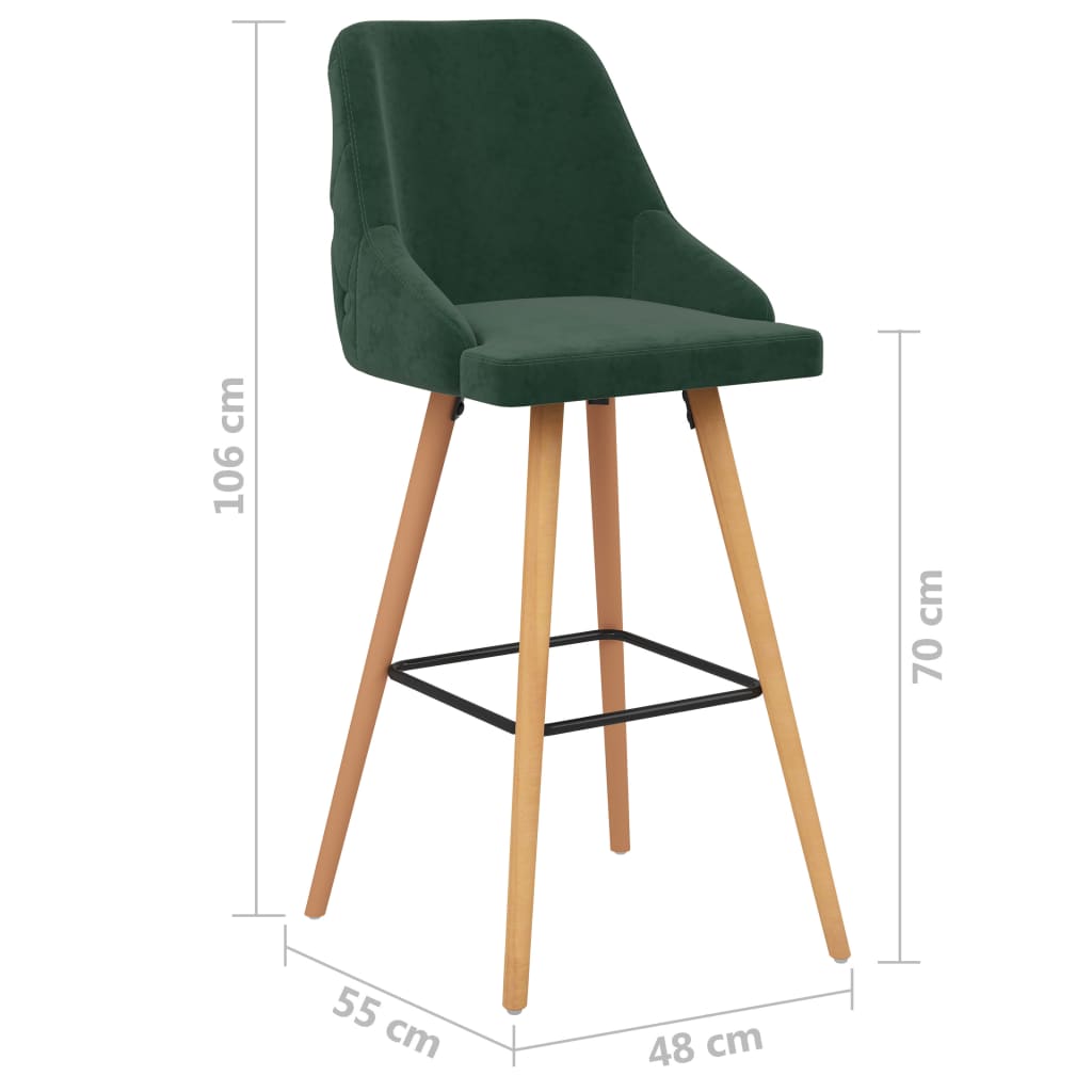Sgabelli da Bar 2 pz Verde Scuro in Velluto - homemem39