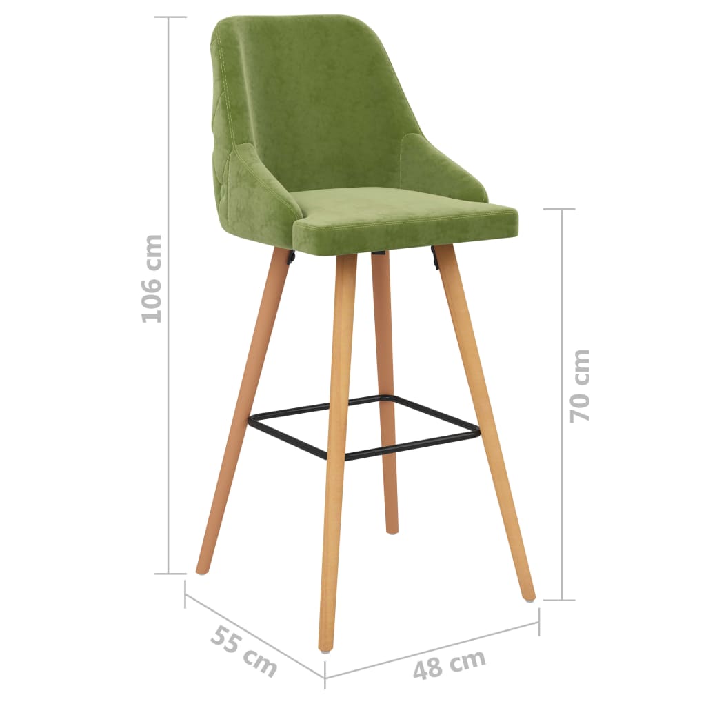 Sgabelli da Bar 2 pz Verde Chiaro in Velluto - homemem39