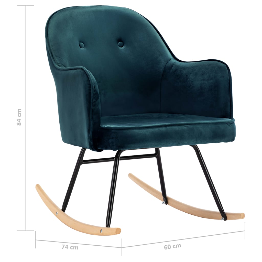 Sedia a Dondolo Blu in Velluto | homemem39