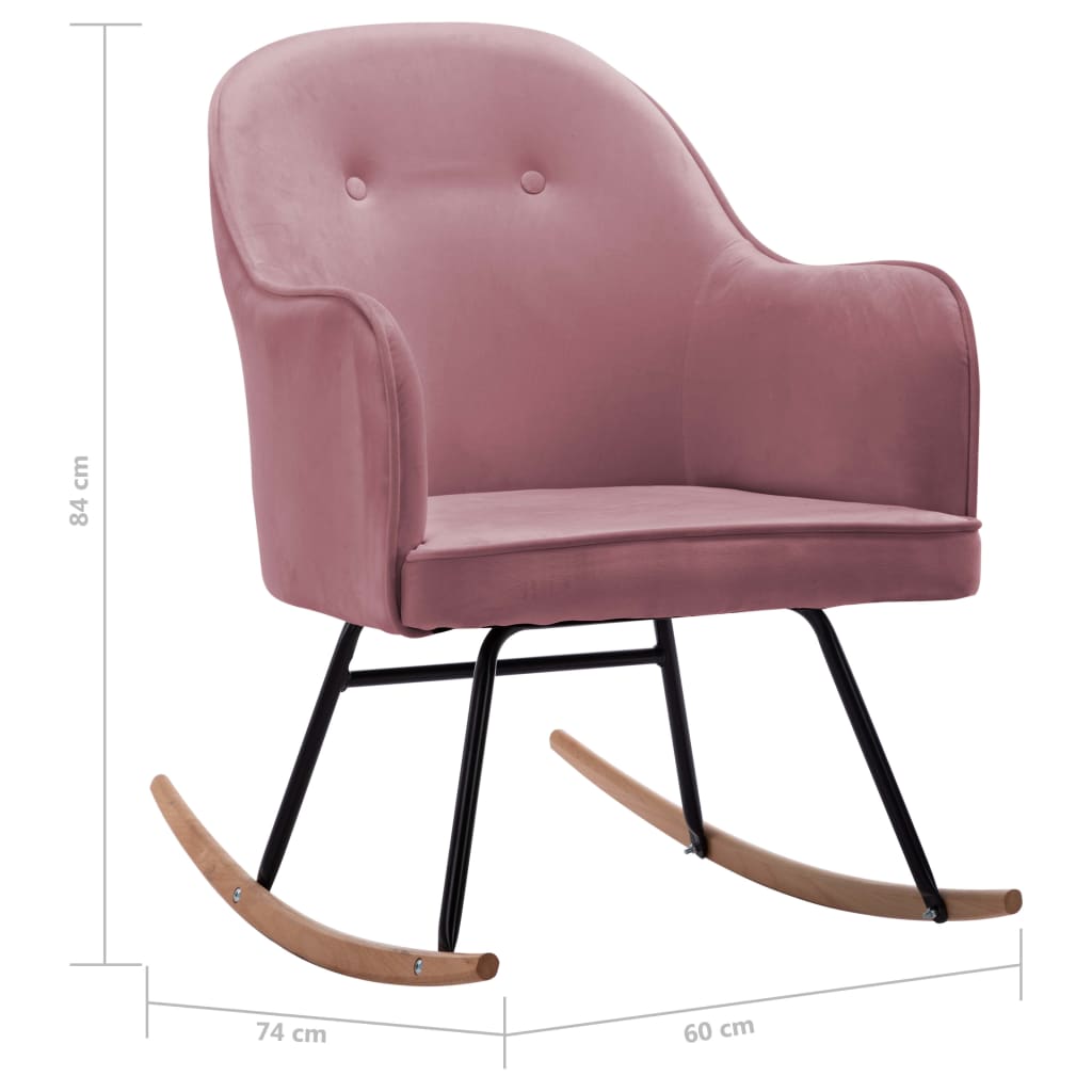 Sedia a Dondolo Rosa in Velluto | homemem39