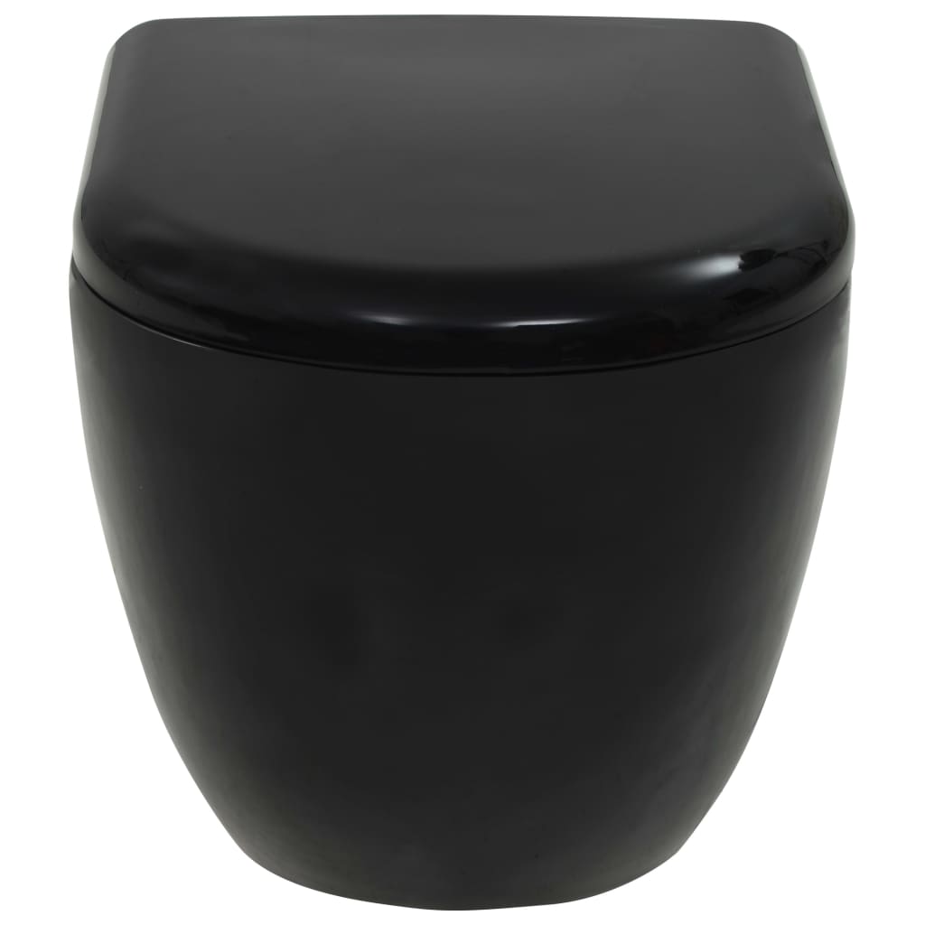 WC a Muro con Sciacquone Nascosto in Ceramica Nera