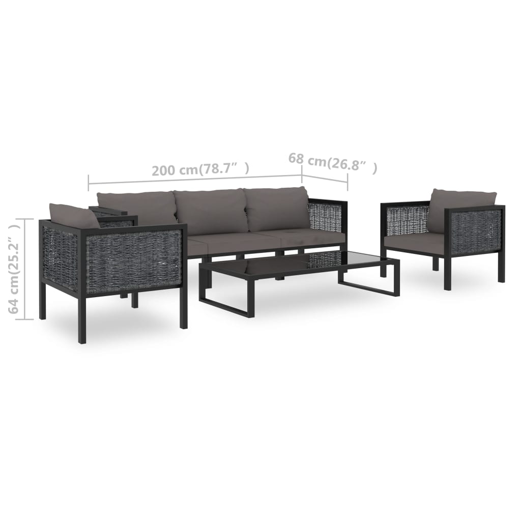 Set Divani da Giardino 6 pz con Cuscini in Polyrattan Antracite | homemem39