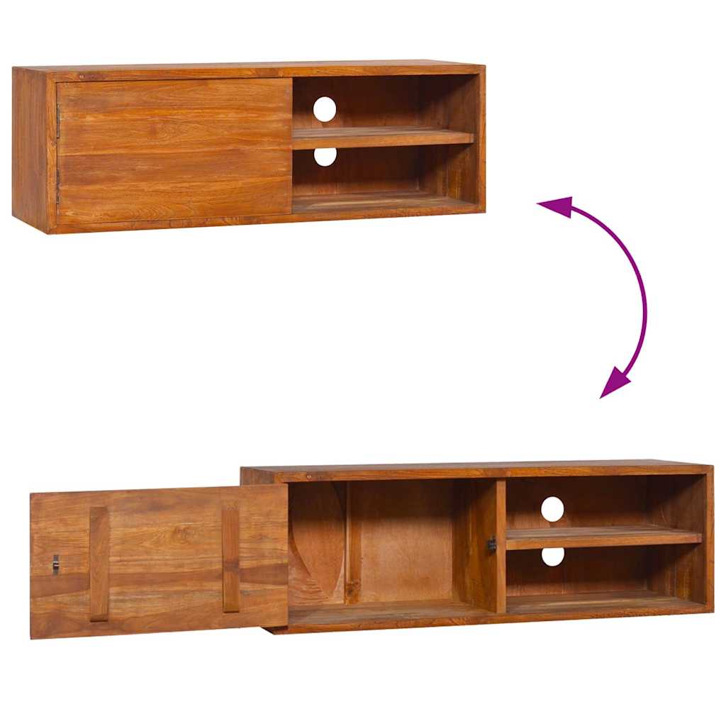 Mobile TV a Parete 90x30x30 cm in Legno Massello di Teak - homemem39