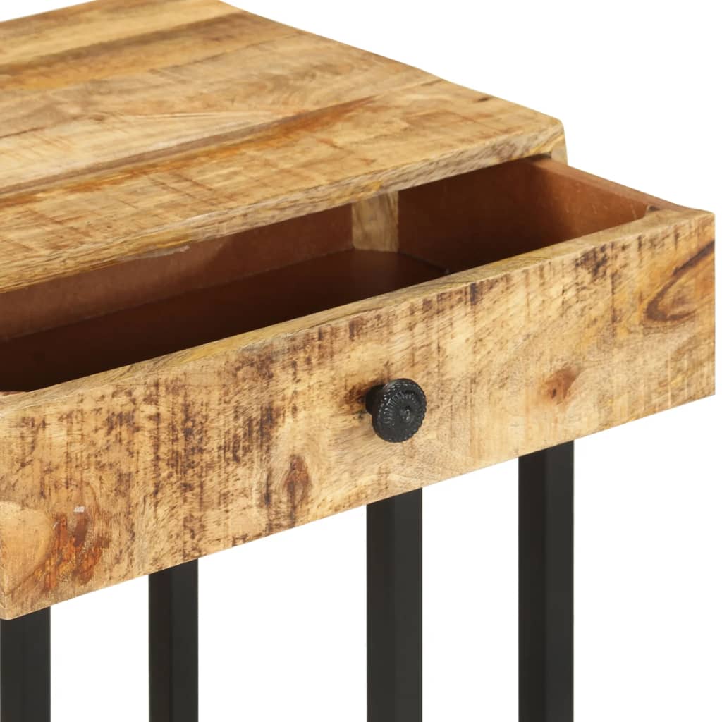 Tavolino Laterale a Forma di U 45x30x61 cm in Massello di Mango - homemem39
