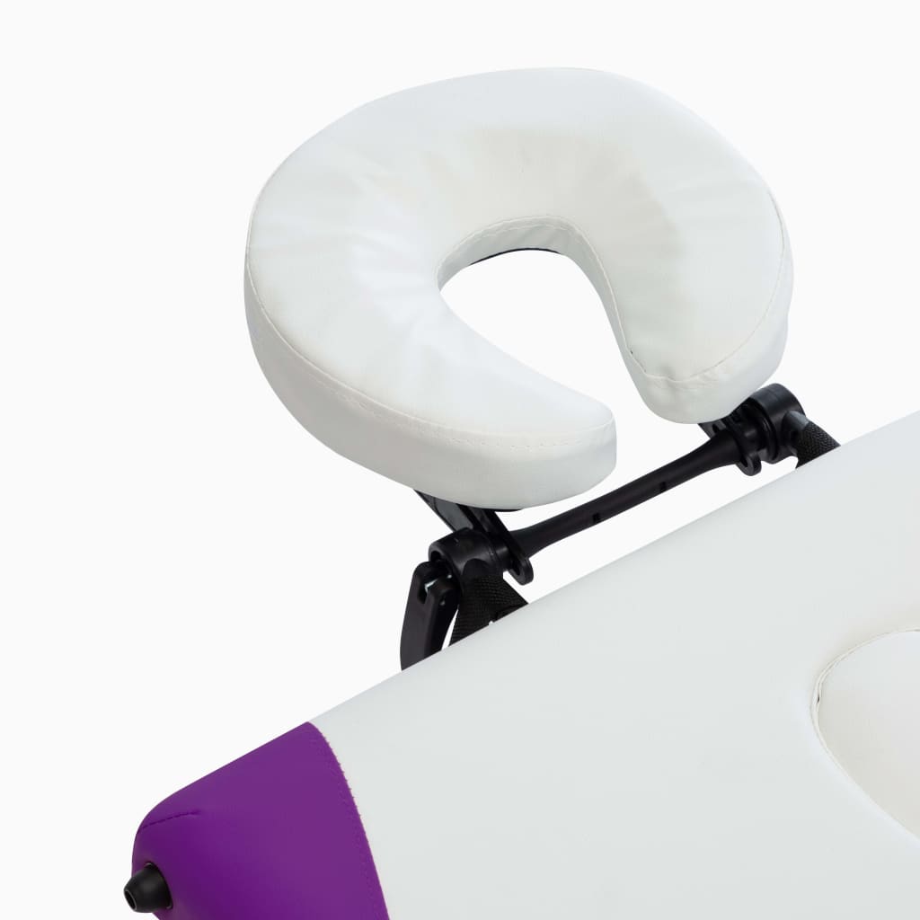 Lettino Massaggio Pieghevole 3 Zone in Alluminio Bianco e Viola - homemem39