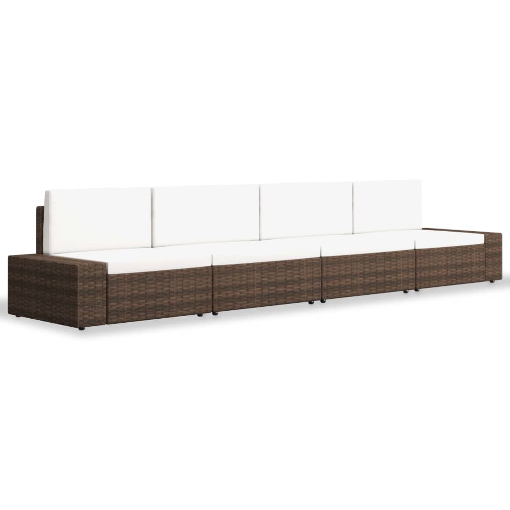 Set Divani da Giardino 4 pz in Polyrattan Marrone