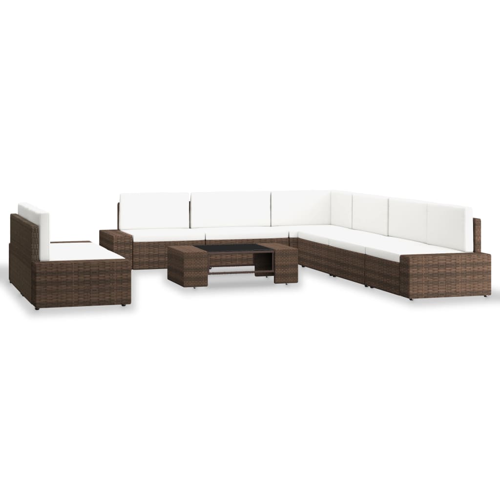 Set Divani da Giardino 9 pz in Polyrattan Marrone