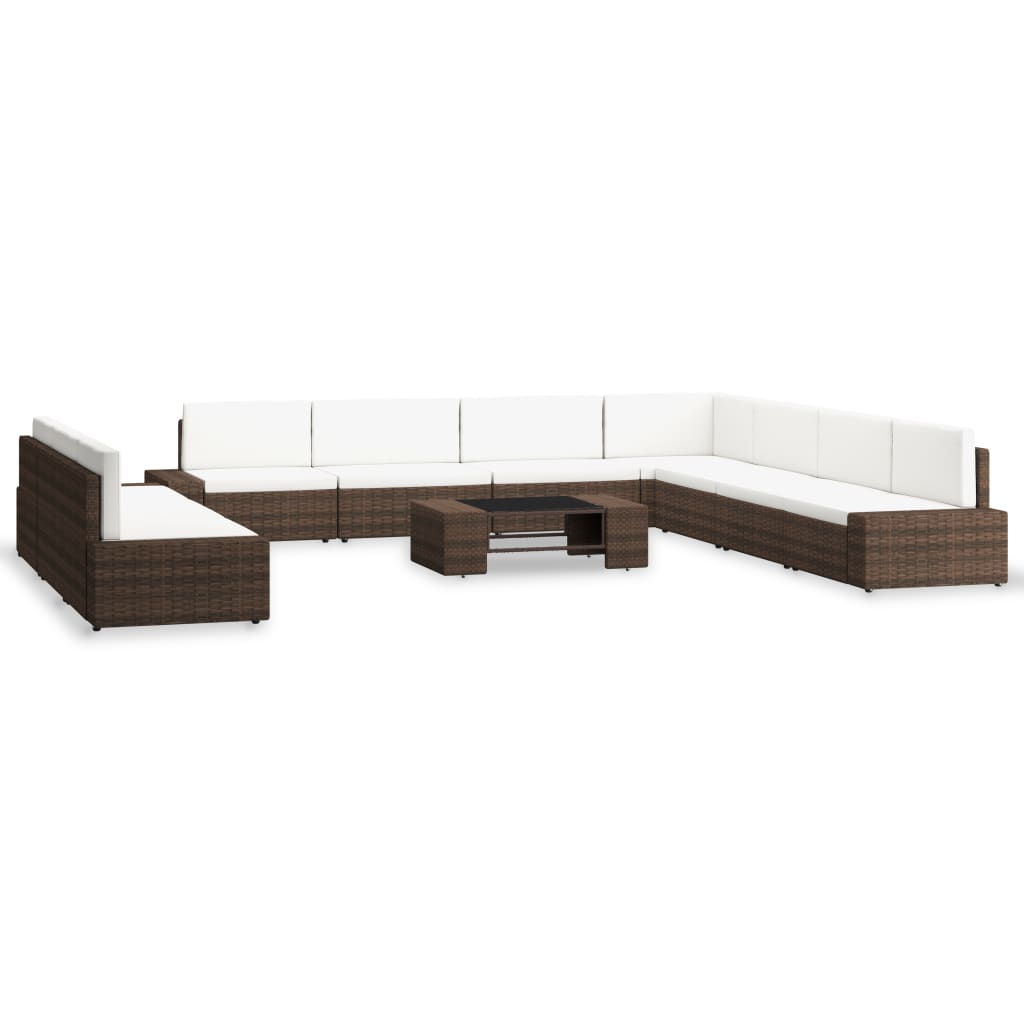 Set Divani da Giardino 10 pz in Polyrattan Marrone