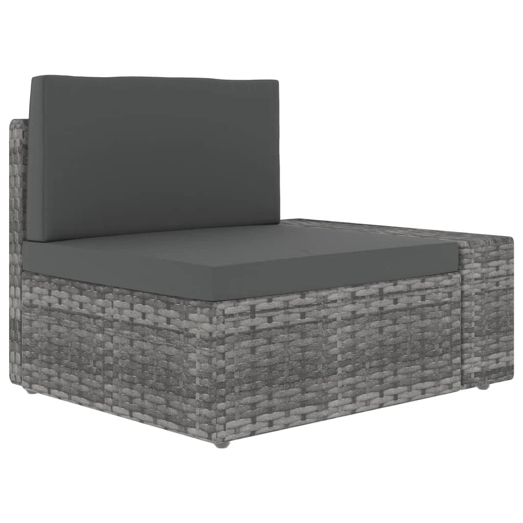 Set Divani da Giardino 10 pz in Polyrattan Grigio
