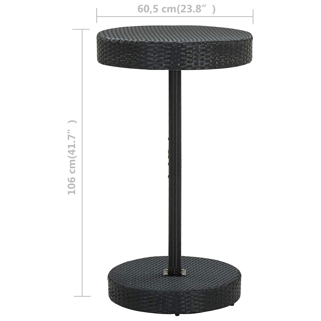 Tavolo da Giardino Nero 60,5x106 cm in Polyrattan | homemem39