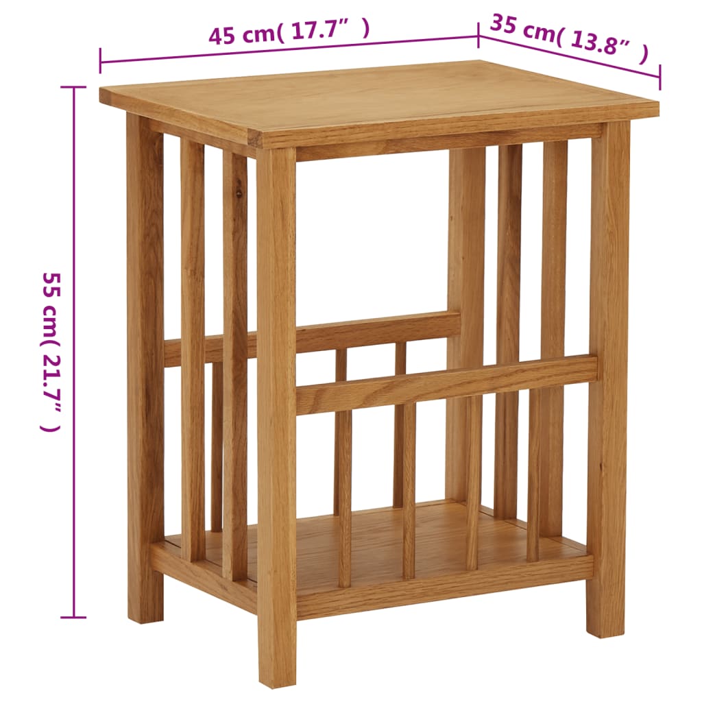 Tavolino con Portariviste 45x35x55 cm Massello di Rovere | homemem39